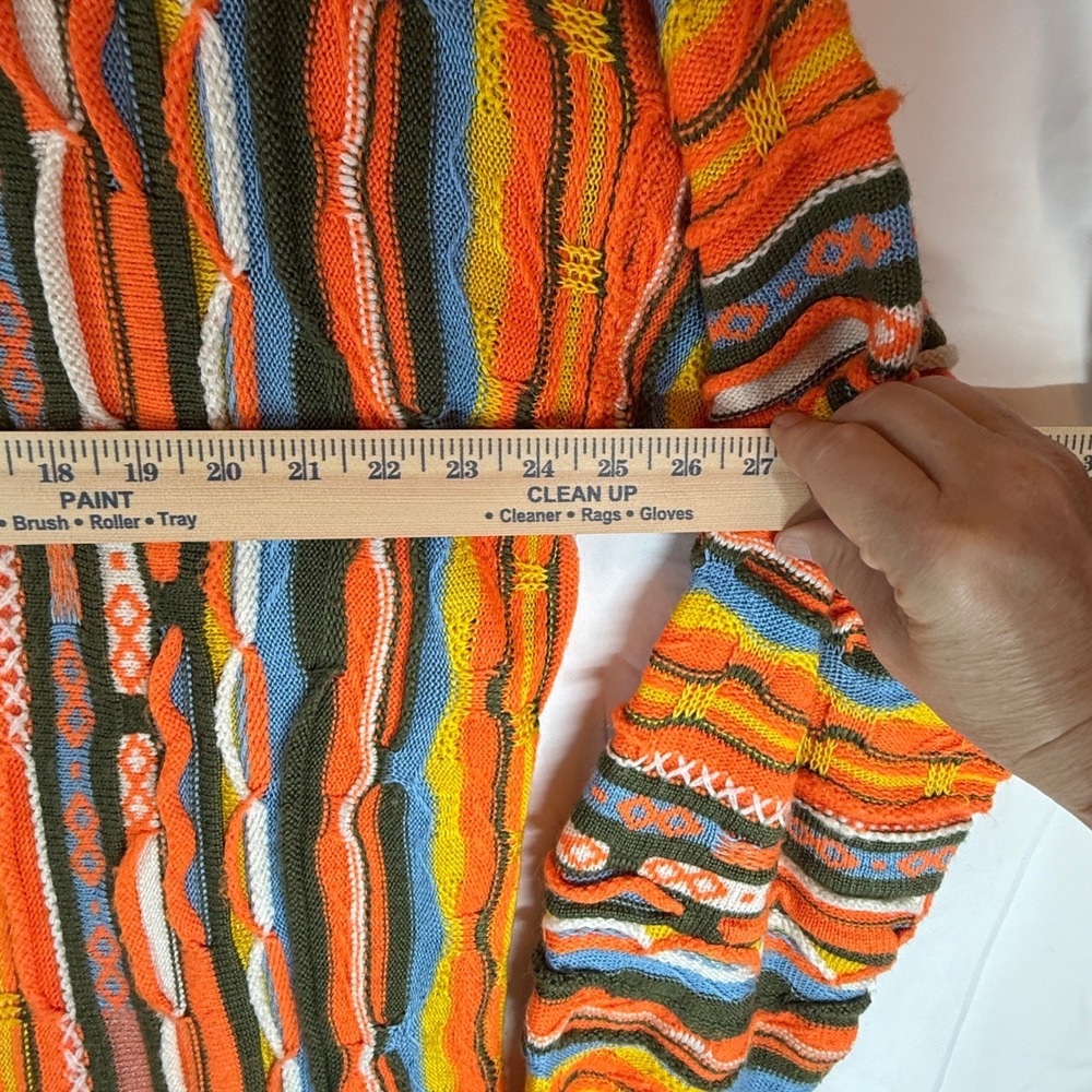 Vintage 90s Coogi Australia Mens XXL 3D Knit Sweater Multi-Color Vertical Stripe - Picture 6 of 8